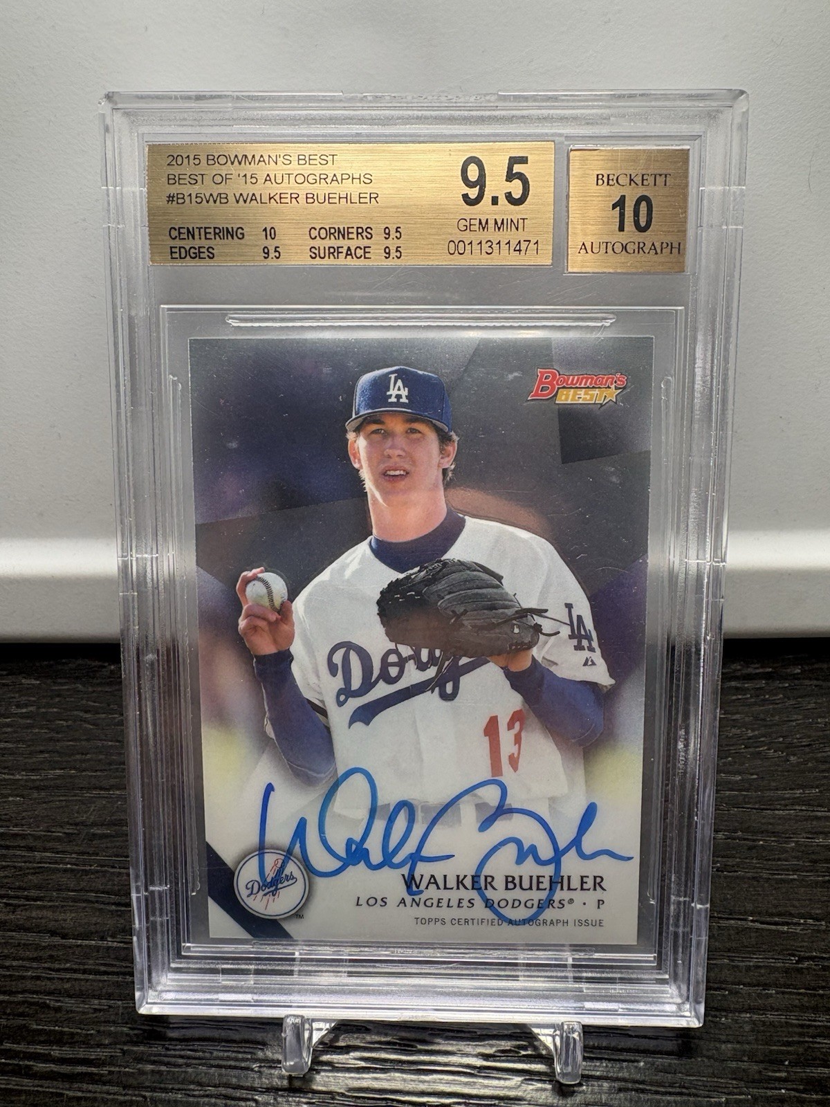 2015 BOWMAN'S BEST OF 2015 AUTO #B15WB WALKER BUEHLER BGS 9.5 AUTO 10