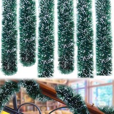 50 Feet Garland for Christmas Decorations,Green Snowy 50 feet, Green