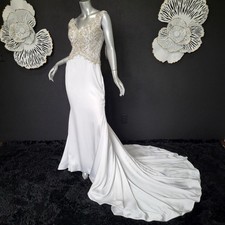 NWT 1699 IMPRESSION SZ 6/8 WHITE BEADED EMBROIDERED MERMAID WEDDING DRESS GOWN
