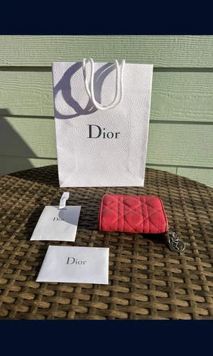 PORTEFEUILLE LADY DIOR CUIR rose en cuir