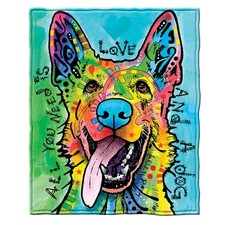 Dean Russo - Colorful German Shepherd Fleece Blanket, Queen Size -Super Soft ...