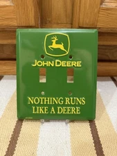 John Deere Metal Light Switch Plate Cover Sign Parts Tractor Double Wall Decor