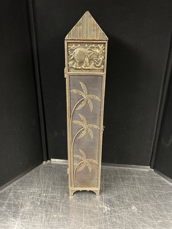 Vintage Metal 36 DVD/ Cd Storage Shelf Tower With Door Tropical Elephant