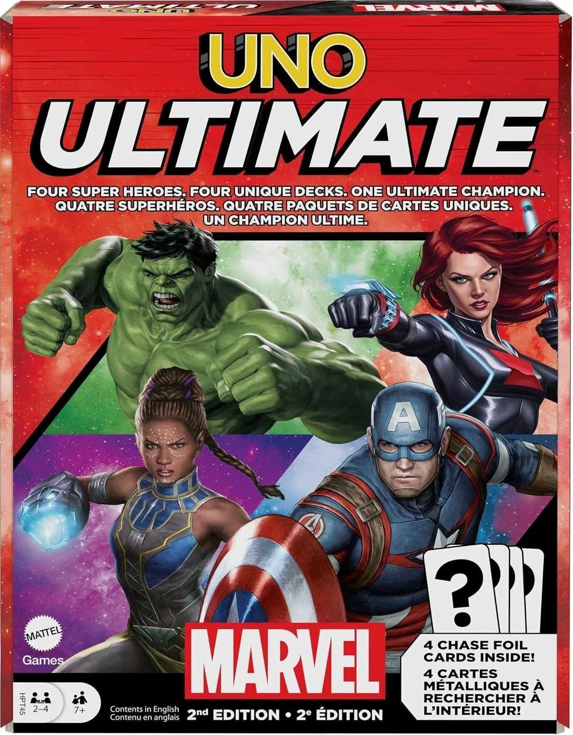 UNO Ultimate Marvel Card Game 4 Chase Foil Cards Superheroes 1st Edition Mattel