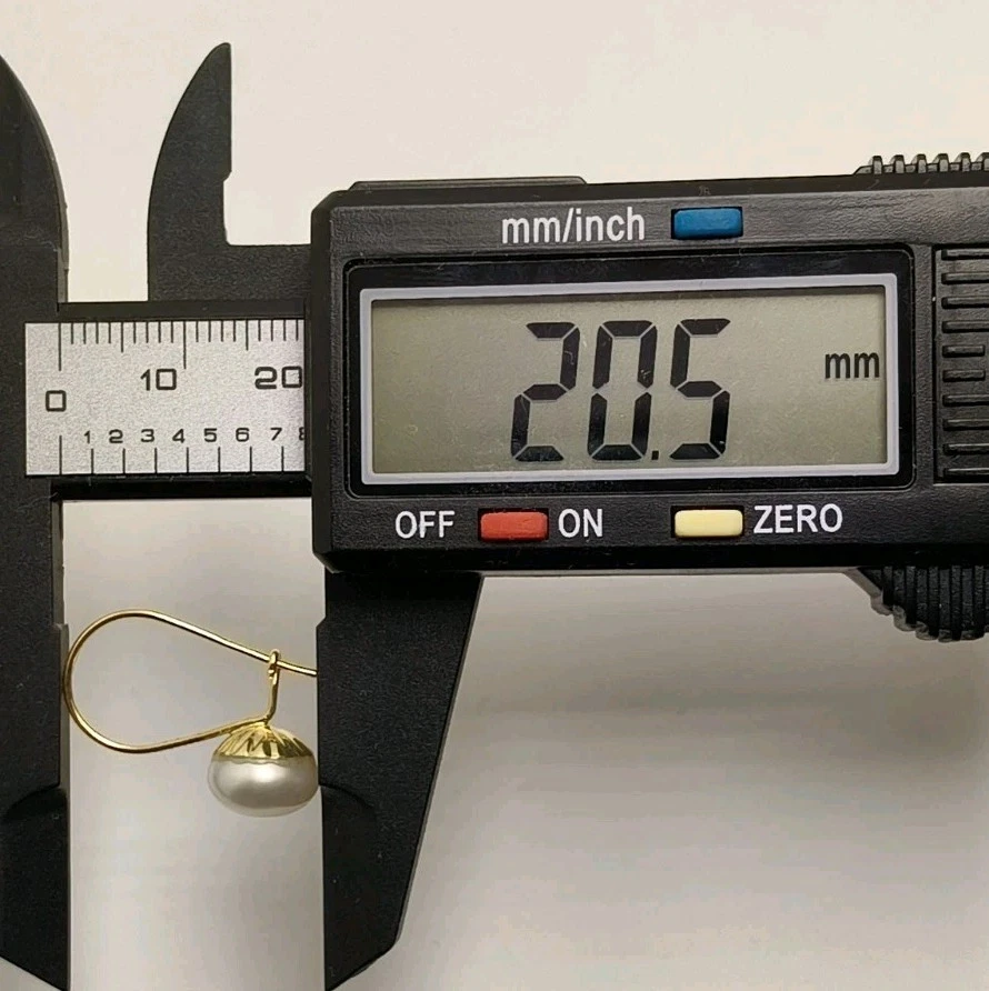 Pendientes oro 18k 750 Mls. Perlas 9 MM Con Gancho Colgante - Imagen 3 de 4