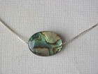 NICE OVAL ABALONE PEARL AND 17" BOX CHAIN STERLING SILVER — photo 2
