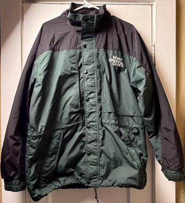 Y2K UNT Mean Green Jacket Mens Medium Green Black Hooded North Texas Vintage