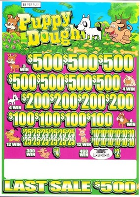 Pull Tab Tickets - Jar - Game - Puppy Dough - 10,020 ct