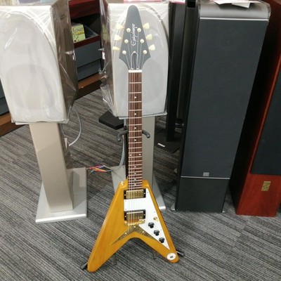 Epiphone 1958 Korina Flying V Electric Guitar, V-shape, Brass String Plate