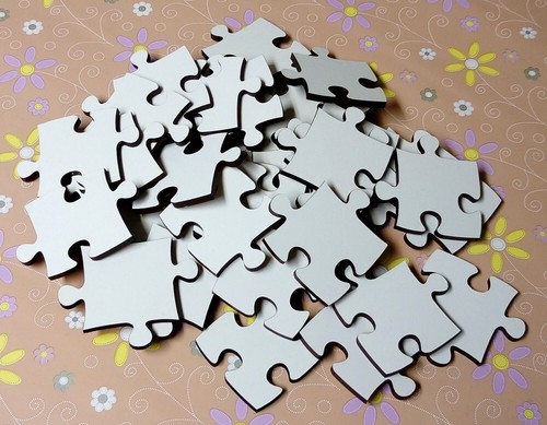 Pezzi puzzle in legno bianco infinito S mix, bianco, 55 pezzi, dipingere, decorazione, fai da te - Foto 2 di 4