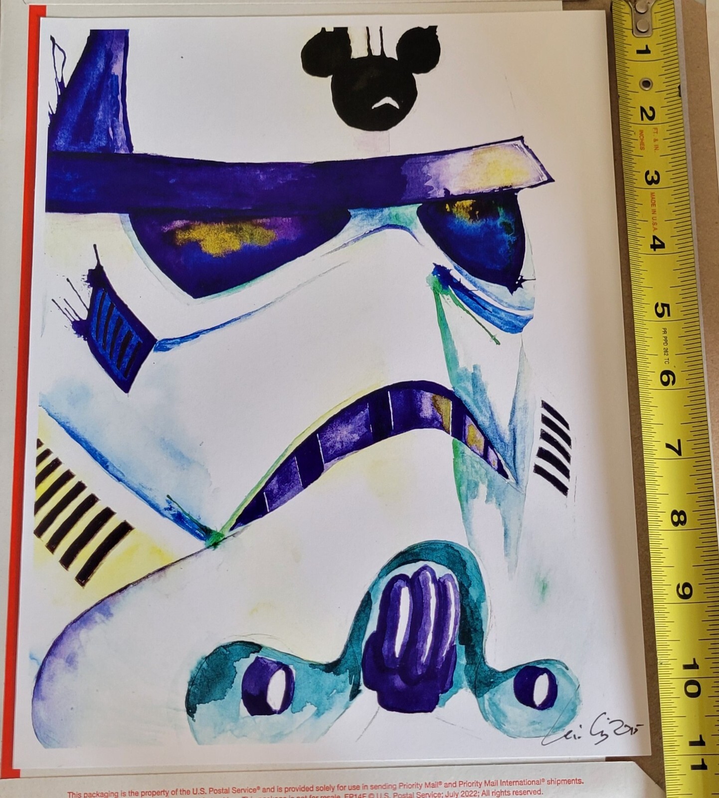 2015 Signed Stormtrooper Watercolor Print by Levi Craig - Comic Con Art No Frame