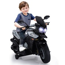 12V Kids Ride On Motorcycle, Battery Powered Off-Road Motorbike with Music