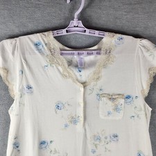 Carole Hochman Nightgown Medium Floral Pima Cotton Lace Trim Cottagecore Maxi