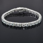 Bracelet-925 Silver ! Great Luster! 32 Ct,6mm White Diamond Unisex Tennis