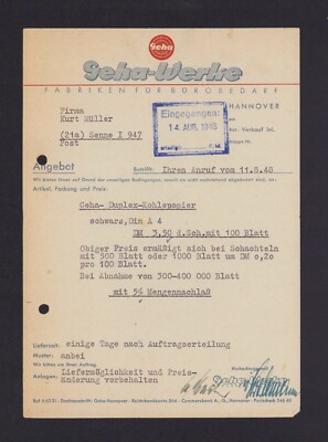 HANNOVER, Brief 1948, Geha-Werke Fabriken für Bürobedarf