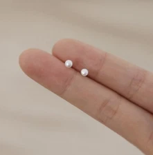 S925 Silver 3mm AAA Tiny Small Freshwater Pearls Stud Earrings Minimalist