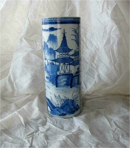 Antique Chinese Blue & white Porcelain Sleeve Vase Kangxi / Qing 18th c
