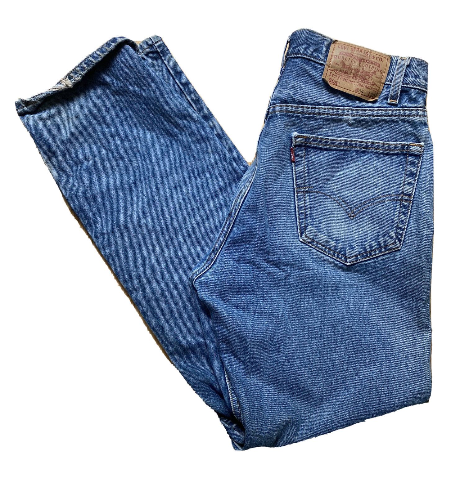 90'S Levi's 505 REGULAR FIT STRAIGHT LEG tapered denim pants for men, size W34, vintage cotton blue type Vintage Second Hand