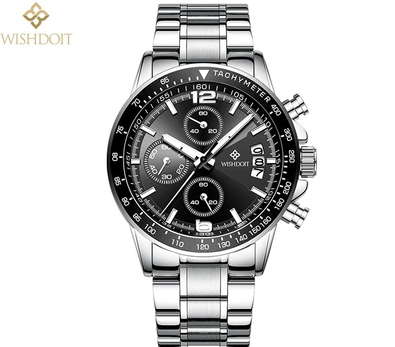 Silver black shop face watch