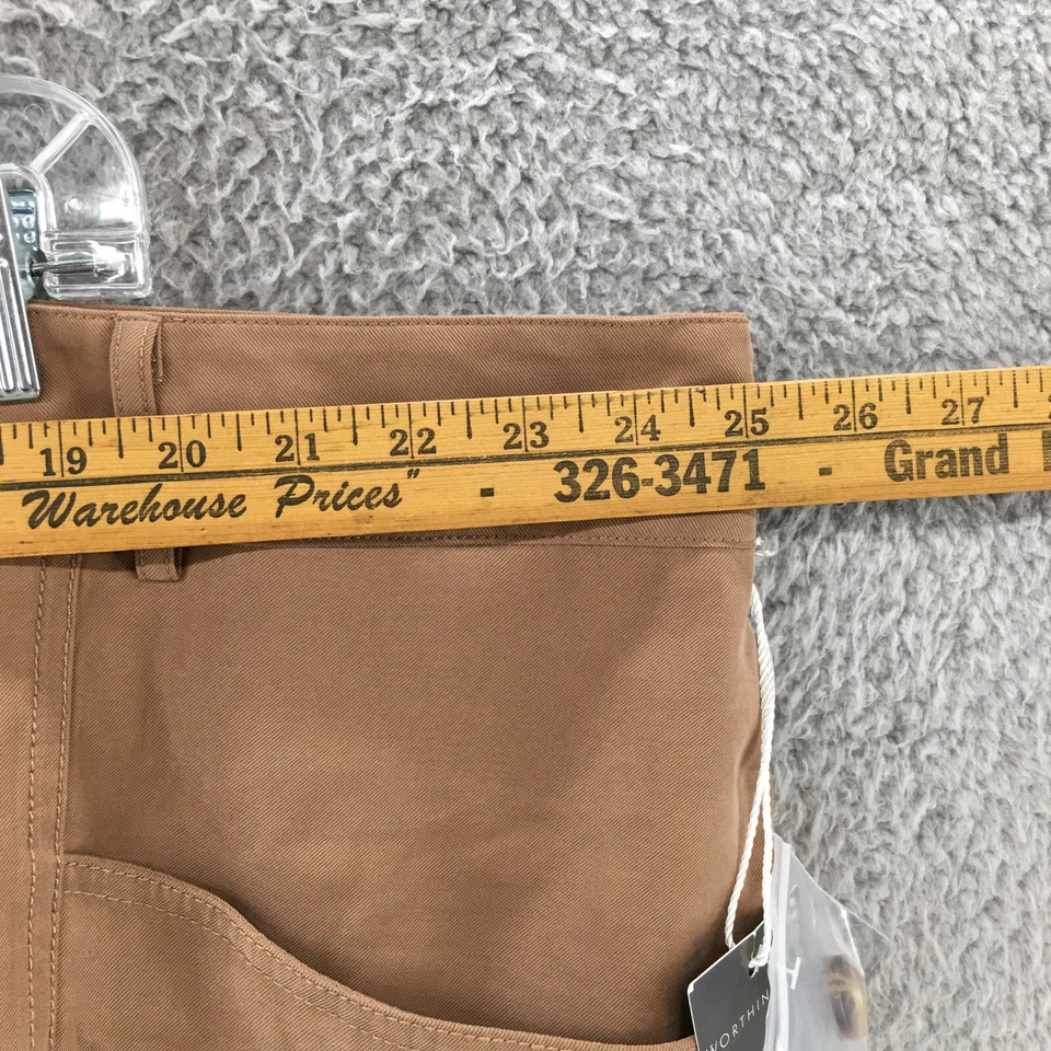 Pantalones Cortos Chinos Worthington Para Mujer 26W Marrón Tiro Alto Frente Plano Cremallera Mosca Informales NUEVO Foto 3 de 4