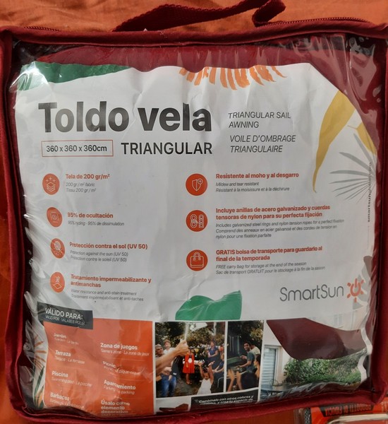 Toldo vela triangulo color granate