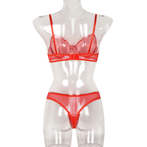 Sexy Womens Mesh See Through Bra Thong Lingerie Knicker Underwear Sets Nightwear - Picture 30 of 43