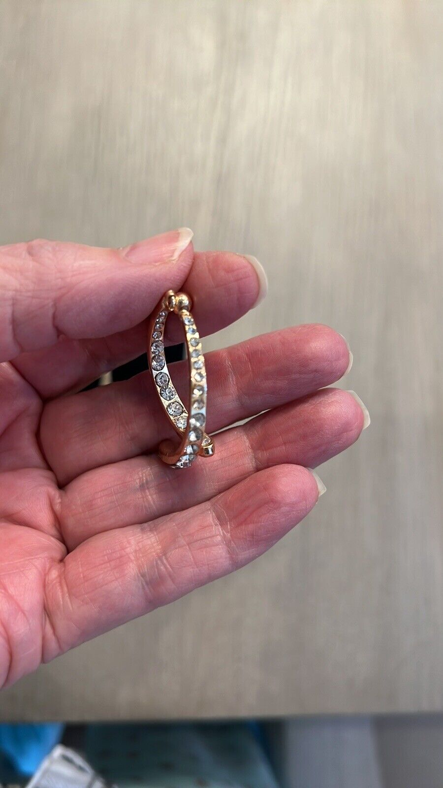 Gold Interlocking faux diamond Drop Earrings - image 3