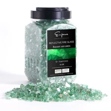 Empava 10 lbs. 1/4-in Radiant Jade Green Reflective Tempered Fire Glass