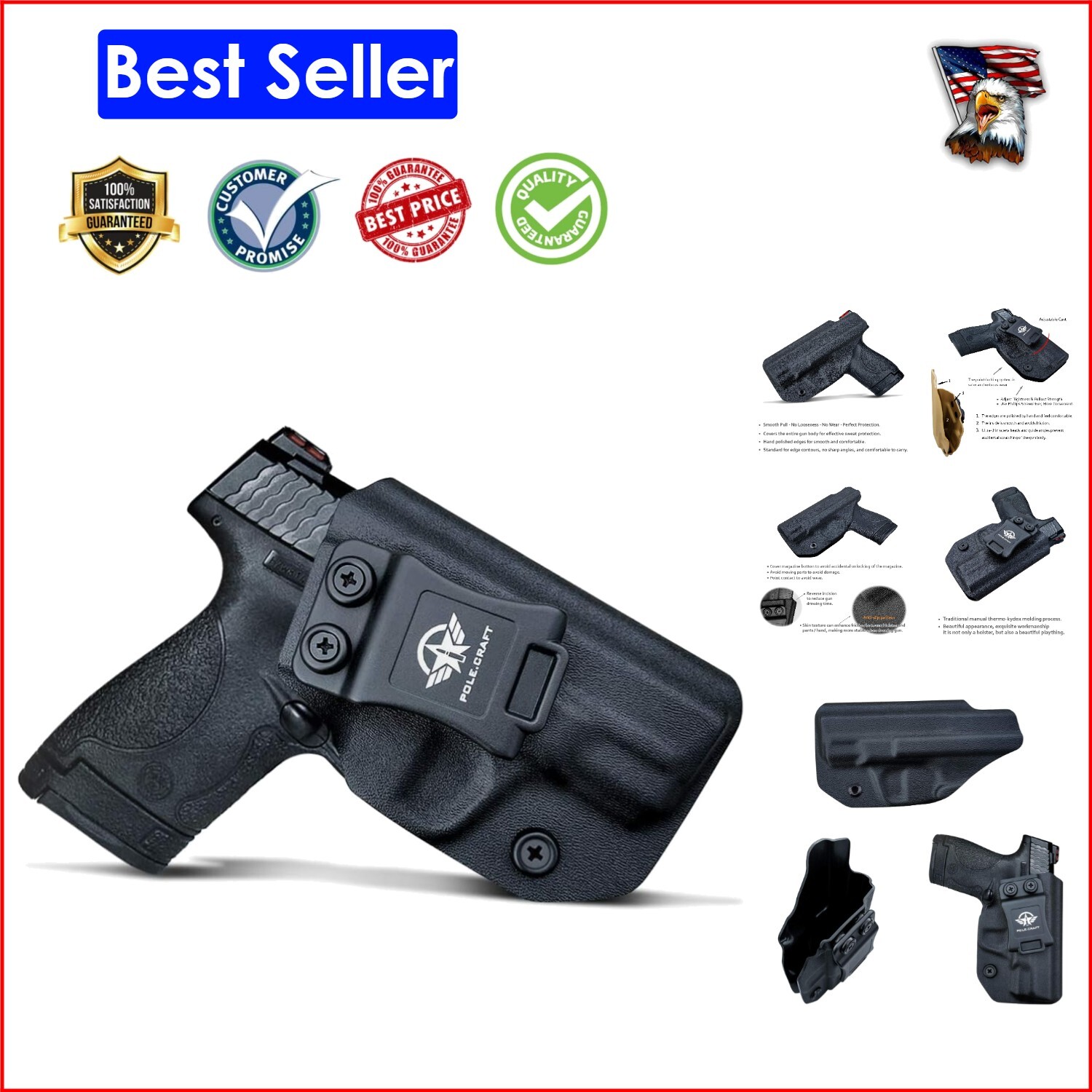 Smith & Wesson M&P Shield Plus Holster - Comfortable IWB Kydex Concealed Carry