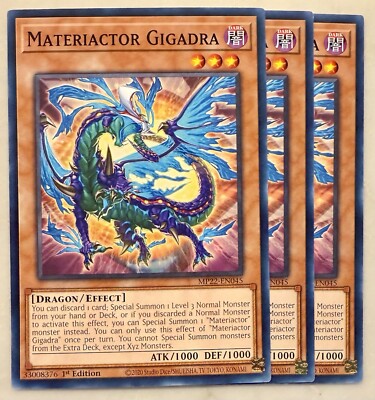Yu-gi-oh! TCG 3x MATERIACTOR GIGADRA MP22-EN045 Common x3 YUGIOH!