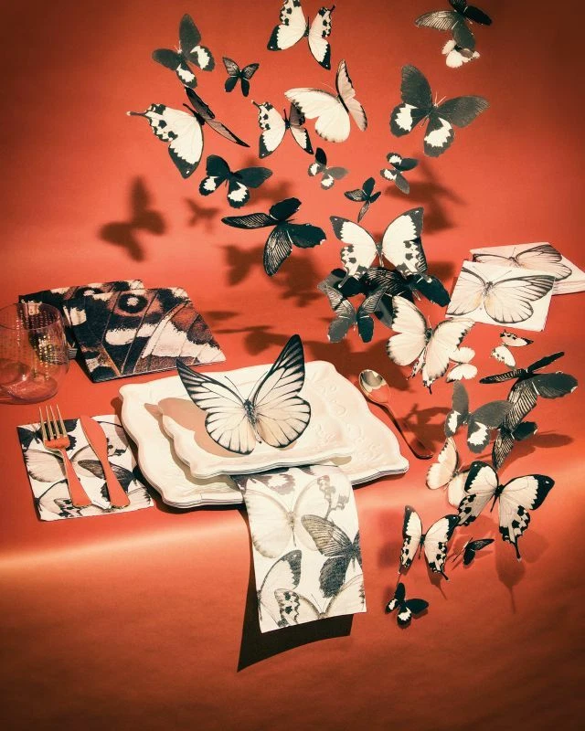 Guardanapos de bebidas Elise Entomount borboleta 3 dobras papel pacote com 24 utensílios de mesa para festa - Imagem 2 de 2