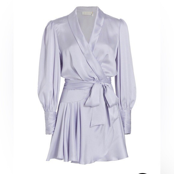 silk wrap mini dress zimmermann Silk Wrap Mini Dress Ice Blue