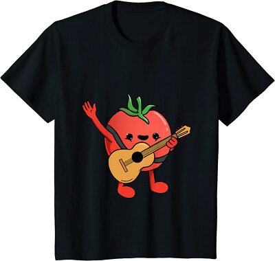 Tomato Playing Guitar Tomato Lover Vegan Funny Design Youth Unisex T-shirt