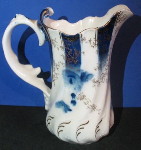 Vtg. Unmarked Floral FlowBlueStyle Small MilkPitcher or use for Vase 6 7/8" High - Picture 3 of 9