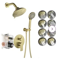 Brushed Gold Complete Shower System with Rough in-Valve LYJ0037