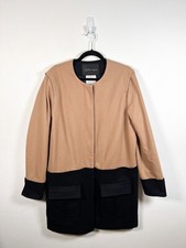 Stella Nova Jacket Womens 42 L XL Beige Black Wool Cashmere Blend Coat