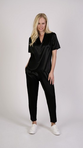 Camiseta De Cuello En V Para Mujer 100% Seda Blusa Hecha En Italia 1ST AMERICAN - Imagen 9 de 23