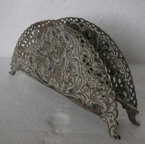 Antique Silver800 Napkin Holder-A Scene Of A Man Playing The Cello Lady Singing - Picture 6 of 9