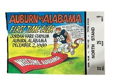 Alabama vs Auburn “ First Time Ever” Football game Day ticket Stub. 1989