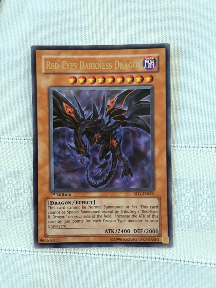 yugioh card red eyes darkness dragon Red Eyes Black Dragon Holographic 11 x 17 – justwhartonart main image 1