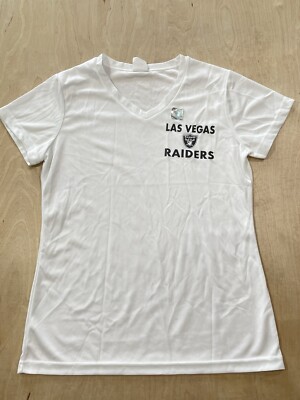 Augusta Women s Las Vegas Raiders T- Shirt  Short Sleeve V-Neck Size S White