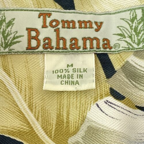 Camisa de campamento TOMMY BAHAMA 100 % seda para hombre M salvia y marfil hojas tropicales flores - Imagen 14 de 14
