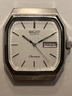 Seiko Chronos Vintage Men's Octagon Watch Day Date 32mm Quartz