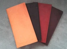 Men Women GENUINE LEATHER Brown Burgundy Black Tan Checkbook Cover Holder Wallet