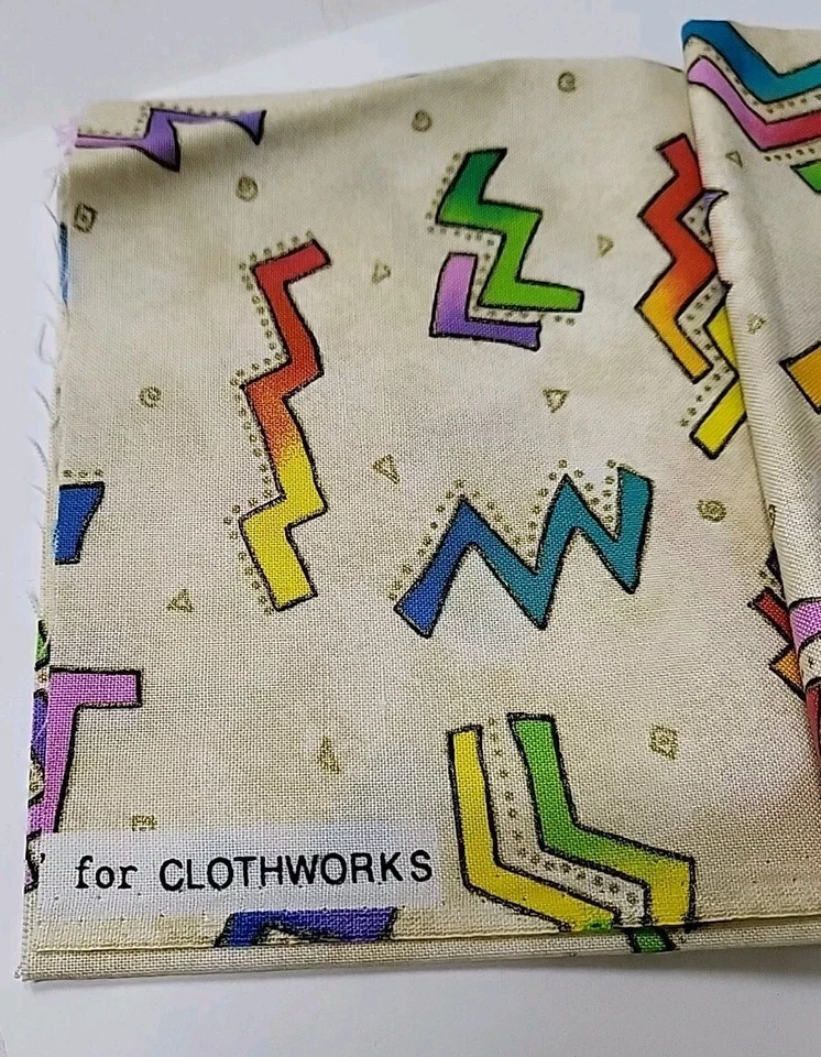 New~Lot of (2) Laurel Burch 100% Cotton FQ~Multi Color Zig Zags & Triangles - Image 3 of 3