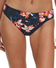Tommy Hilfiger NAVY CORAL WATER IRIS Floral-Print Bikini Swim Bottom, US X-Small