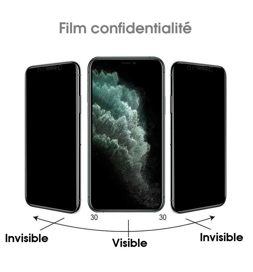 Protection Écran Film Anti-Espion iPhone 16 15 14 13 12 11 SE X 8 7 Pro Max Plus - Photo 4/4