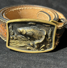 Vintage Heritage Mint Registered Collection Brass BASS Acorn Belt Buckle 36-40"