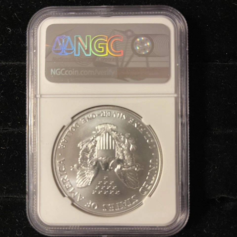 1996 Silver Eagle MS68 NGC Graded Short Run Year  .999 1 Oz Fine Silver Round - Image 2 of 2