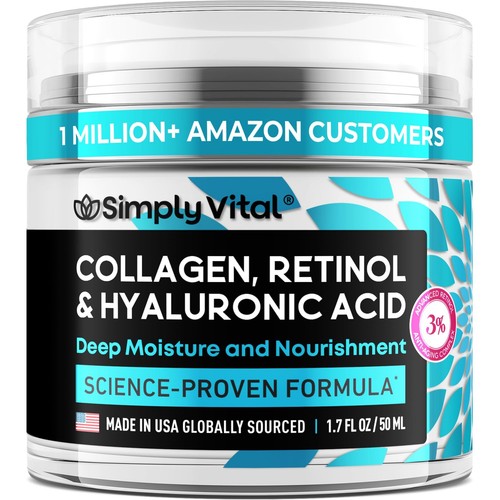Collagen, Retinol & Hyaluronic Acid Cream - Anti-Aging Face Moisturizer for F...